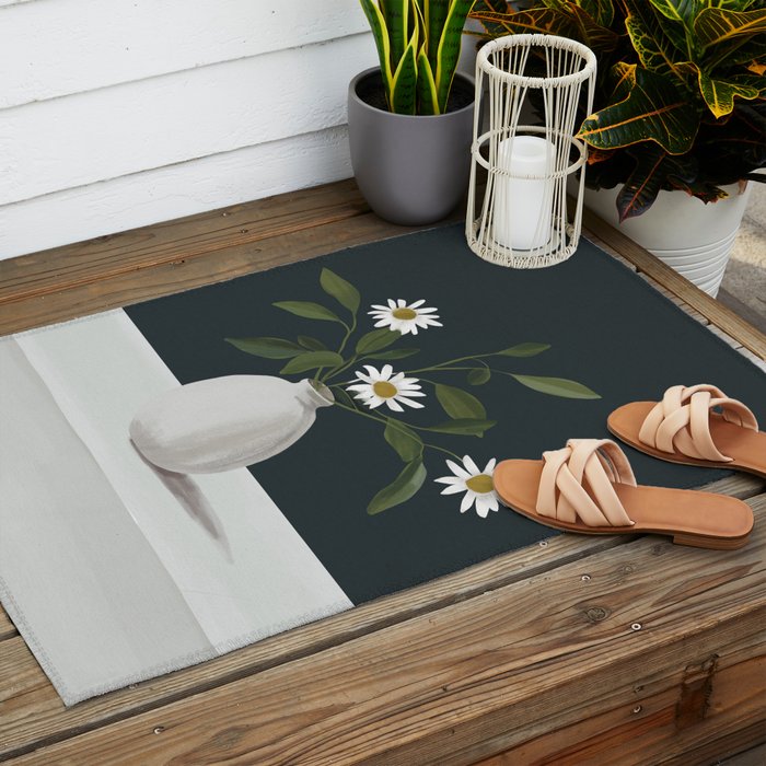 Minimalist Daisy Flowers 2 Outdoor Rug Gallery Image 2