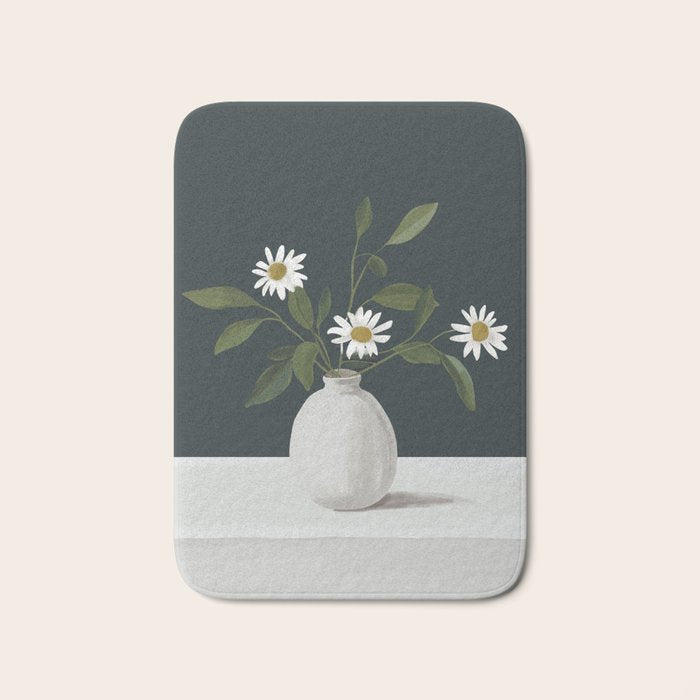 Minimalist Daisy Flowers 2 Bath Mat Gallery Image 1
