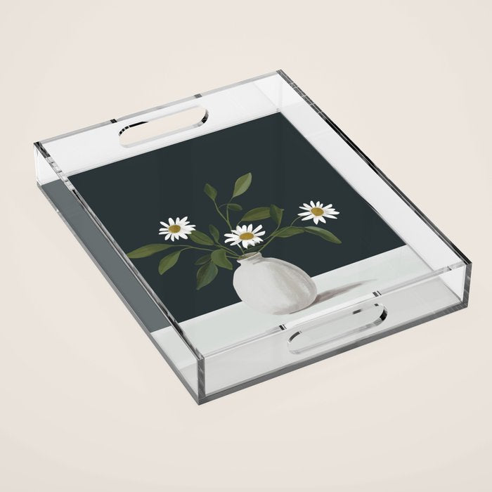 Minimalist Daisy Flowers 2 Acrylic Tray Gallery Image 1