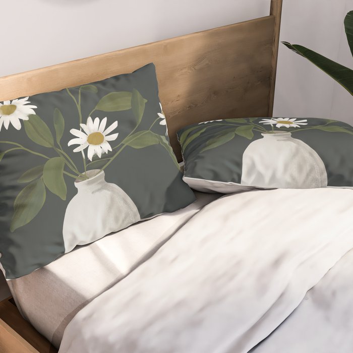 Minimalist Daisy Flowers 2 Pillow Sham Gallery Image 2