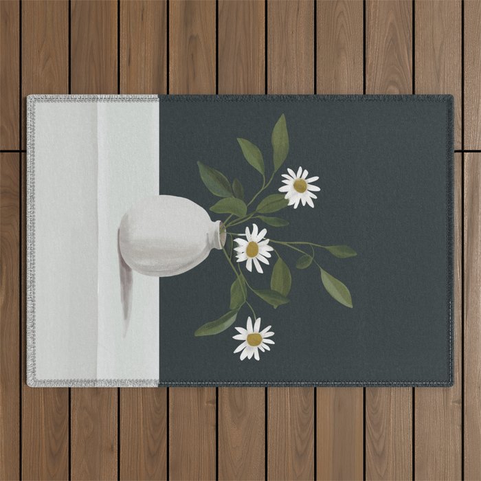 Minimalist Daisy Flowers 2 Outdoor Rug Gallery Image 1