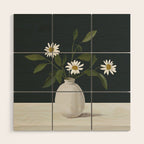 Minimalist Daisy Flowers 2 Wood Wall Art Gallery Image 1