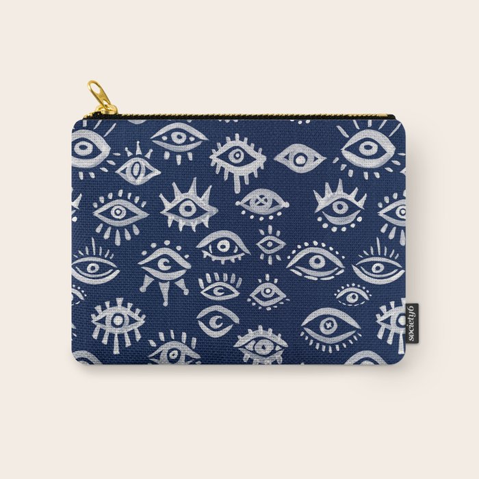 Mystic Eyes - White on Navy Carry All Pouch Gallery Image 1