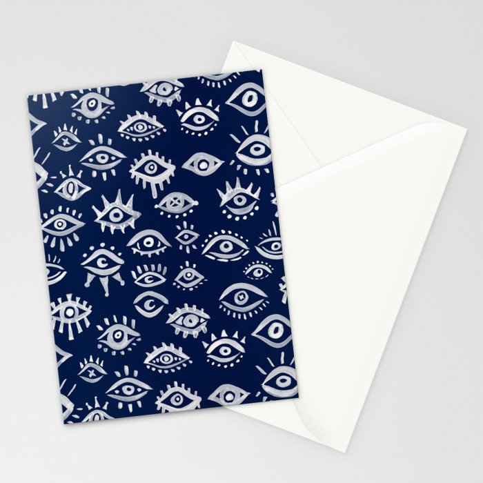 Mystic Eyes - White on Navy Stationery Card Gallery Image 2