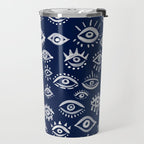 Mystic Eyes - White on Navy Travel Mug Gallery Image 2