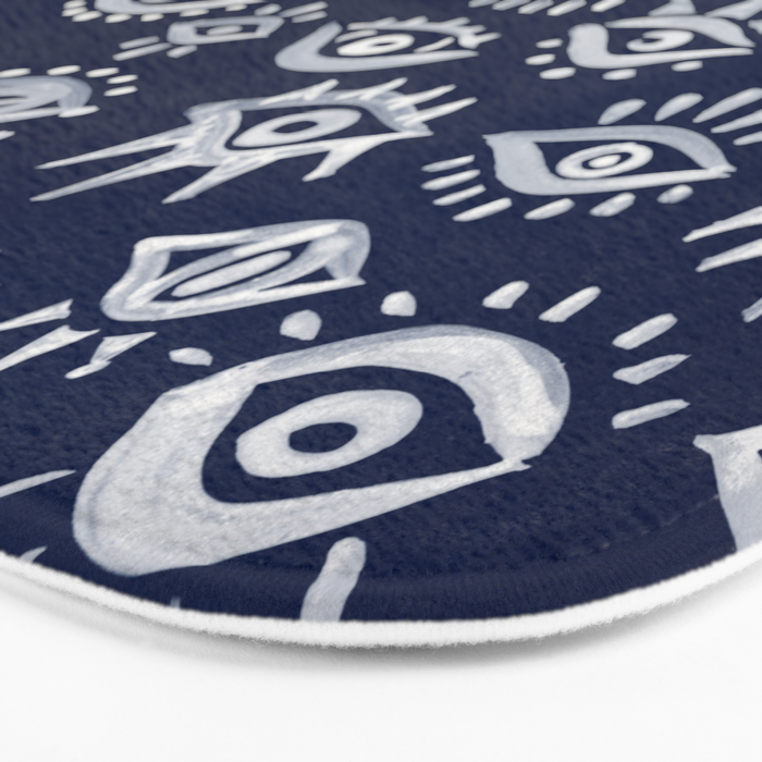 Mystic Eyes - White on Navy Bath Mat Gallery Image 3
