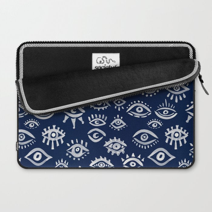 Mystic Eyes - White on Navy Laptop Sleeve Gallery Image 2