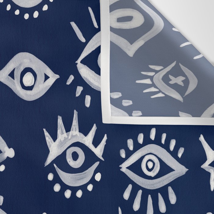 Mystic Eyes - White on Navy Wall Tapestry Gallery Image 3