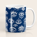 Mystic Eyes - White on Navy Coffee Mug Gallery Image 1