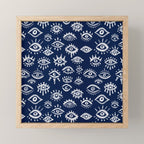 Mystic Eyes - White on Navy Mini Art Print Gallery Image 1