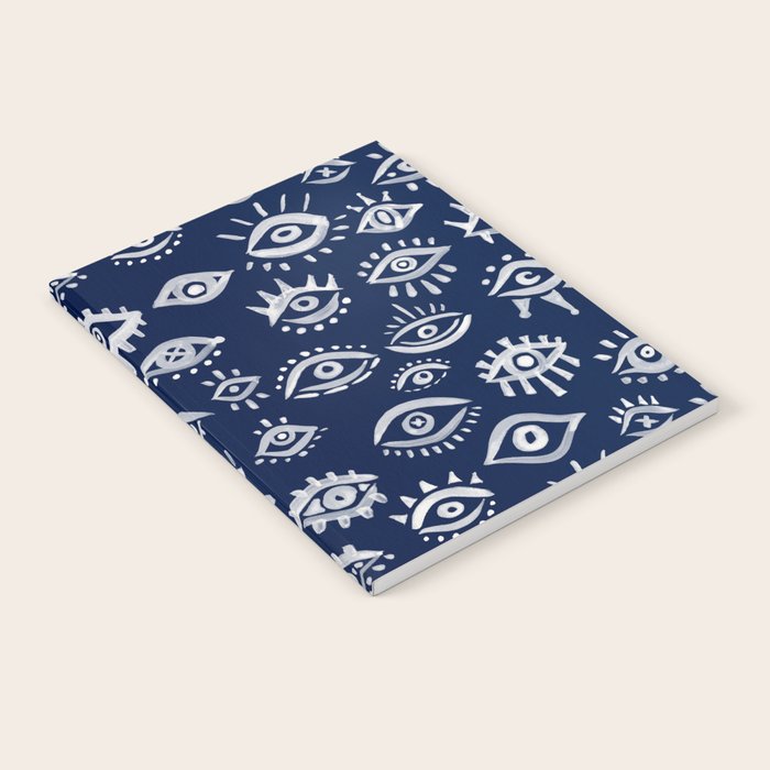 Mystic Eyes - White on Navy Notebook Gallery Image 2