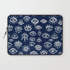 Mystic Eyes - White on Navy Laptop Sleeve Gallery Image 1