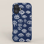 Mystic Eyes - White on Navy iPhone Case Gallery Image 1