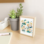 Kicking off some magic // white background white and grey unicorns aqua and mint hearts clouds and rainbows golden lines Mini Art Print Gallery Image 2