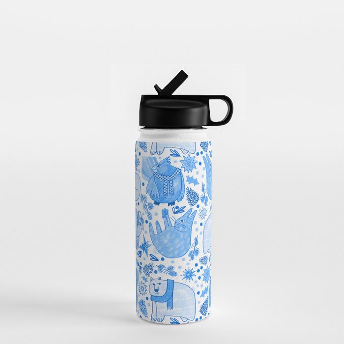 Winter Forest Woodland Animals in Blue Water Bottle Gallery Image 1