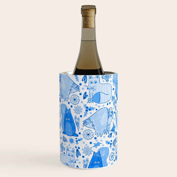 Winter Forest Woodland Animals in Blue Wine Chiller Gallery Image 2