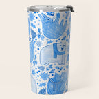 Winter Forest Woodland Animals in Blue Travel Mug Gallery Image 2