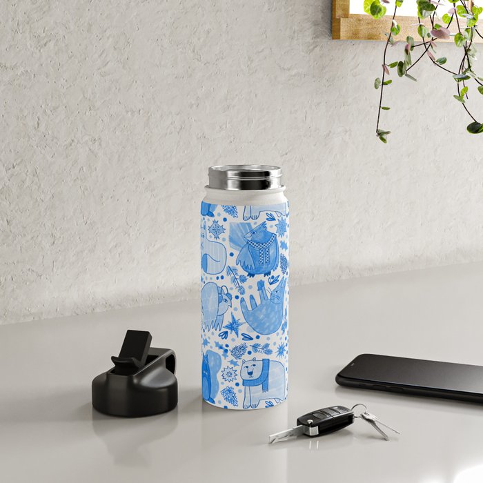Winter Forest Woodland Animals in Blue Water Bottle Gallery Image 4