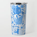 Winter Forest Woodland Animals in Blue Travel Mug Gallery Image 1
