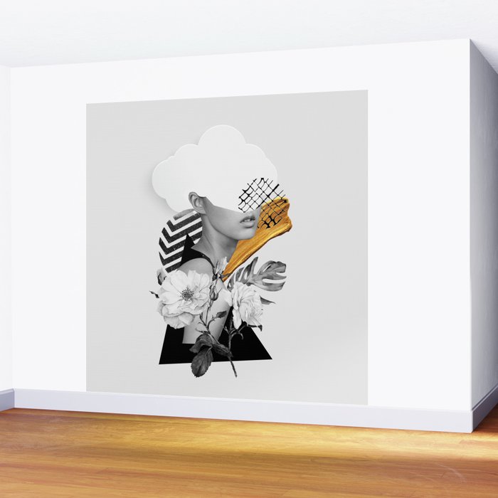 collage art (girl) Wall Mural Gallery Image 2