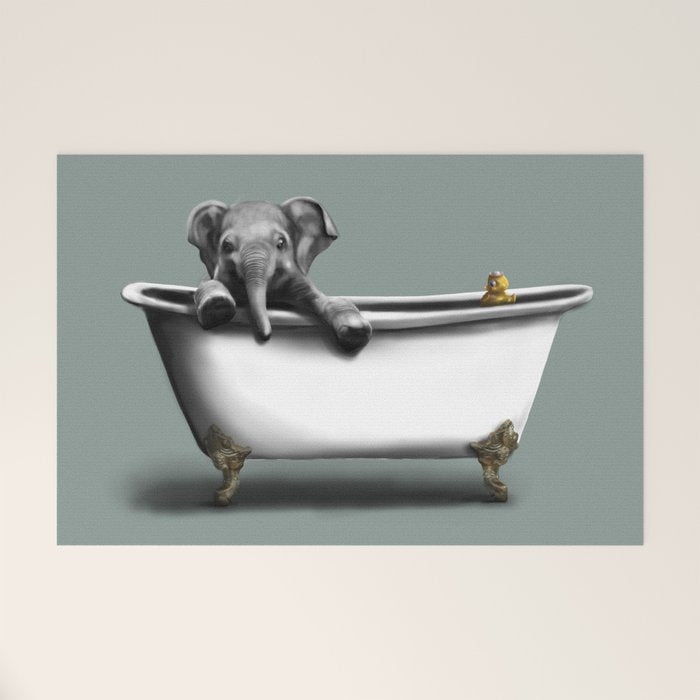 Elephant in Bath Welcome Mat Gallery Image 1