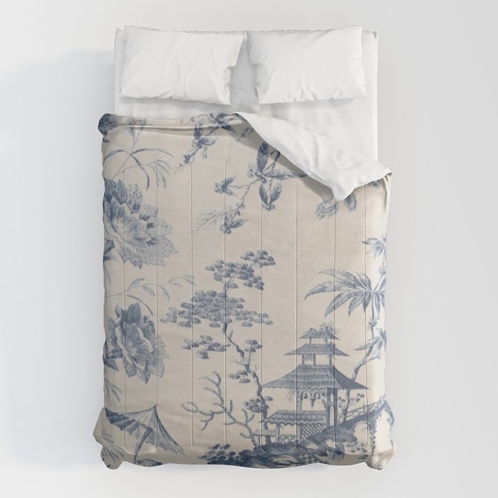 Jean Baptiste Pillement Chinoiserie Toile de Jouy Comforter Gallery Image 1