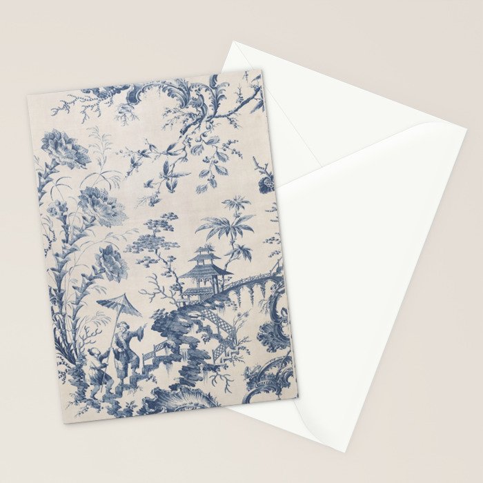 Jean Baptiste Pillement Chinoiserie Toile de Jouy Stationery Card Gallery Image 2