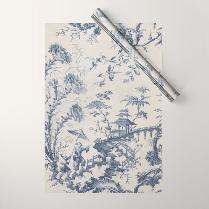 Jean Baptiste Pillement Chinoiserie Toile de Jouy Wrapping Paper Gallery Image 1
