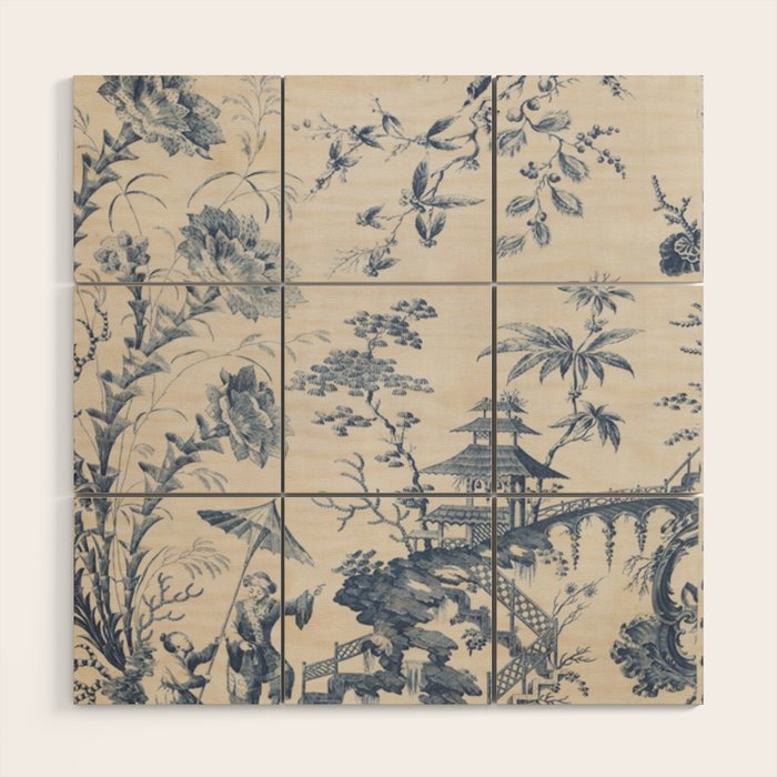 Jean Baptiste Pillement Chinoiserie Toile de Jouy Wood Wall Art Gallery Image 1