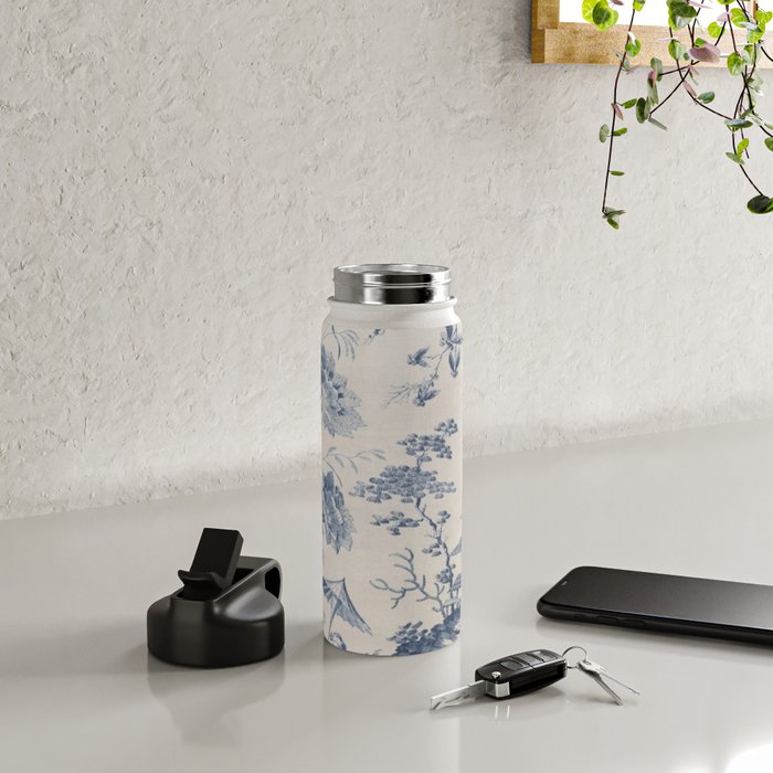 Jean Baptiste Pillement Chinoiserie Toile de Jouy Water Bottle Gallery Image 4