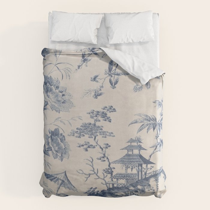 Jean Baptiste Pillement Chinoiserie Toile de Jouy Duvet Cover Gallery Image 1