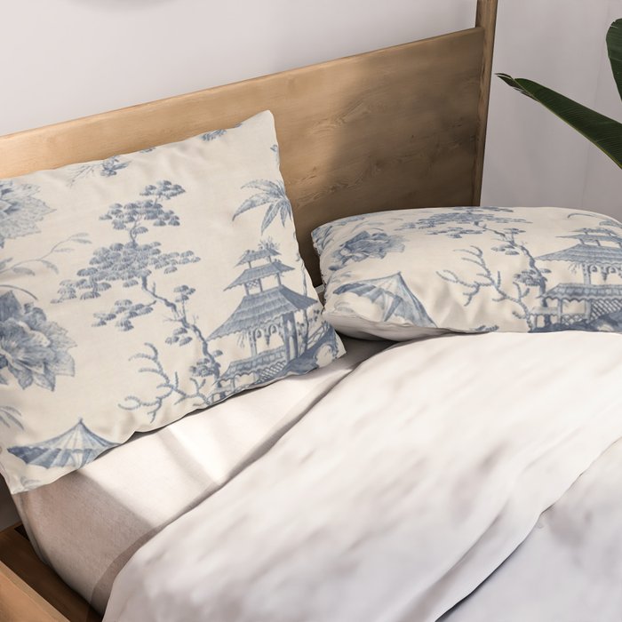 Jean Baptiste Pillement Chinoiserie Toile de Jouy Pillow Sham Gallery Image 2