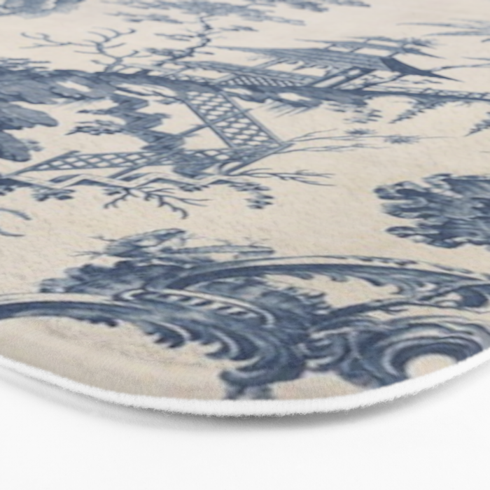 Jean Baptiste Pillement Chinoiserie Toile de Jouy Bath Mat Gallery Image 3