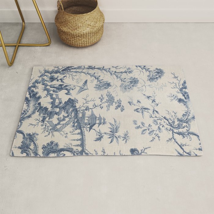Jean Baptiste Pillement Chinoiserie Toile de Jouy Rug Gallery Image 1