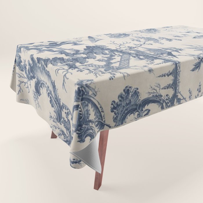Jean Baptiste Pillement Chinoiserie Toile de Jouy Tablecloth Gallery Image 1