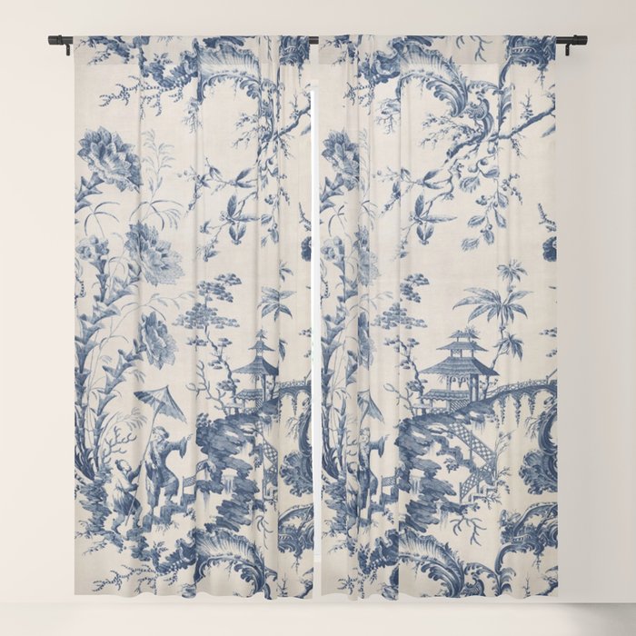 Jean Baptiste Pillement Chinoiserie Toile de Jouy Window Curtain Gallery Image 5