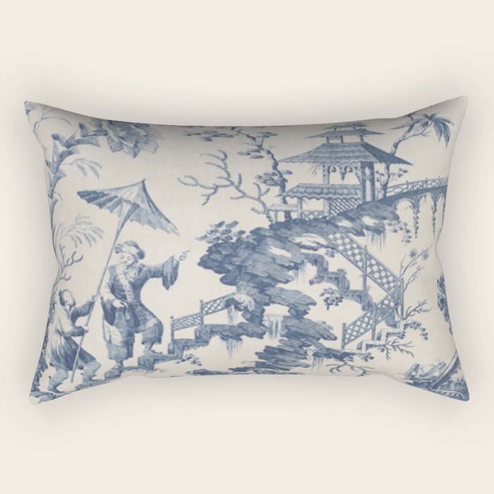 Jean Baptiste Pillement Chinoiserie Toile de Jouy Rectangular Pillow Gallery Image 2