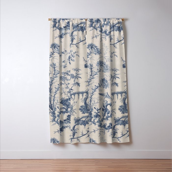 Jean Baptiste Pillement Chinoiserie Toile de Jouy Window Curtain Gallery Image 3