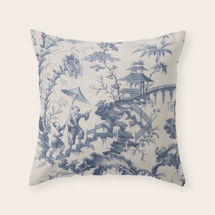 Jean Baptiste Pillement Chinoiserie Toile de Jouy Throw Pillow Gallery Image 6