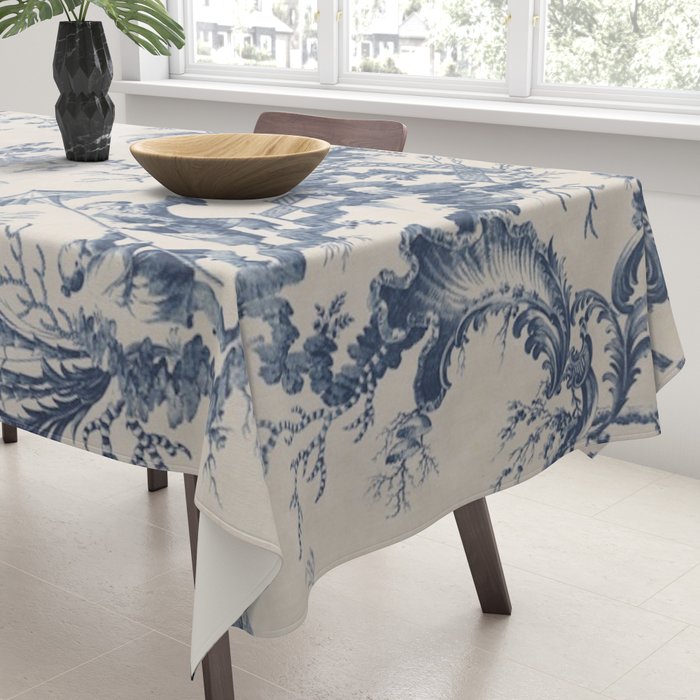Jean Baptiste Pillement Chinoiserie Toile de Jouy Tablecloth Gallery Image 3