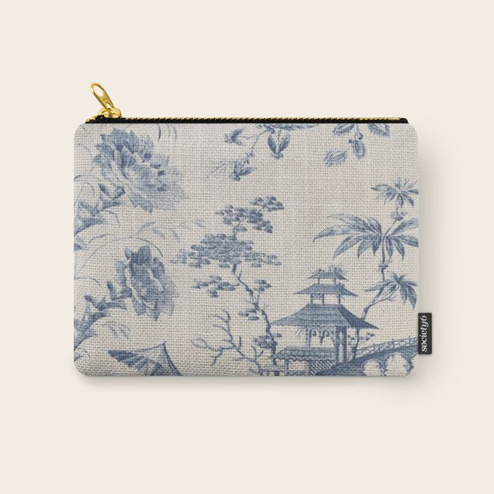 Jean Baptiste Pillement Chinoiserie Toile de Jouy Carry All Pouch Gallery Image 1