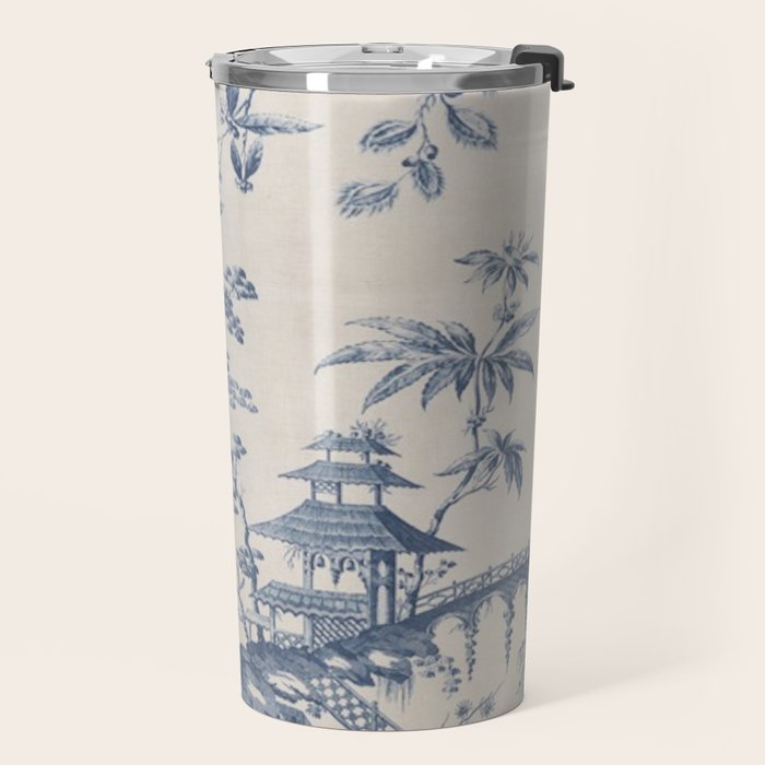 Jean Baptiste Pillement Chinoiserie Toile de Jouy Travel Mug Gallery Image 2