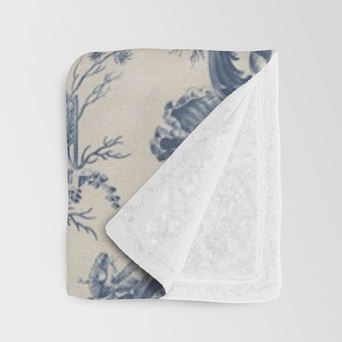 Jean Baptiste Pillement Chinoiserie Toile de Jouy Throw Blanket Gallery Image 3