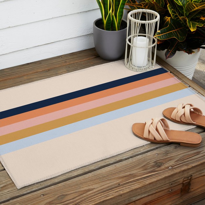 Retro stripes #2 Outdoor Rug Gallery Image 2