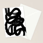 Swirl Black & White Minimalist Abstract Mid century Ink Art Dark Brush Strokes Stationery Card Gallery Image 2