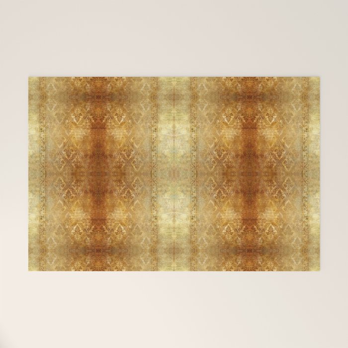 AGED GOLDEN DAMASK Shabby Chic  Welcome Mat Gallery Image 1