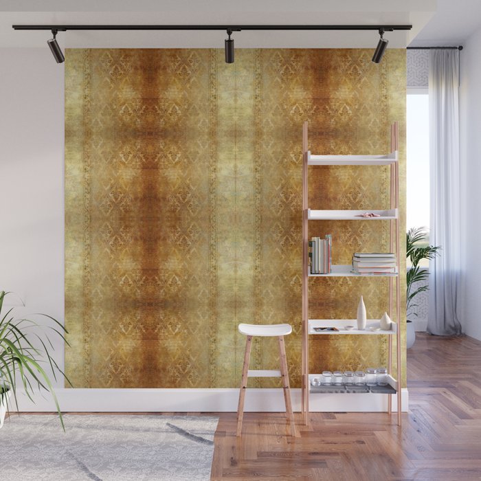 AGED GOLDEN DAMASK Shabby Chic  Wall Mural Gallery Image 1