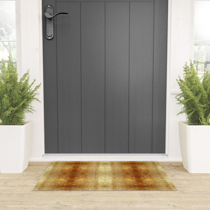 AGED GOLDEN DAMASK Shabby Chic  Welcome Mat Gallery Image 3