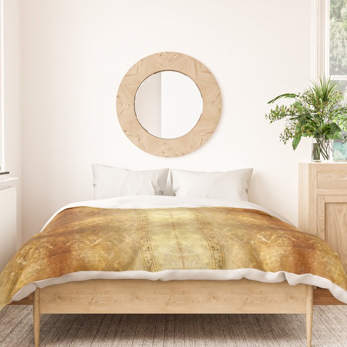 AGED GOLDEN DAMASK Shabby Chic  Duvet Cover Gallery Image 3