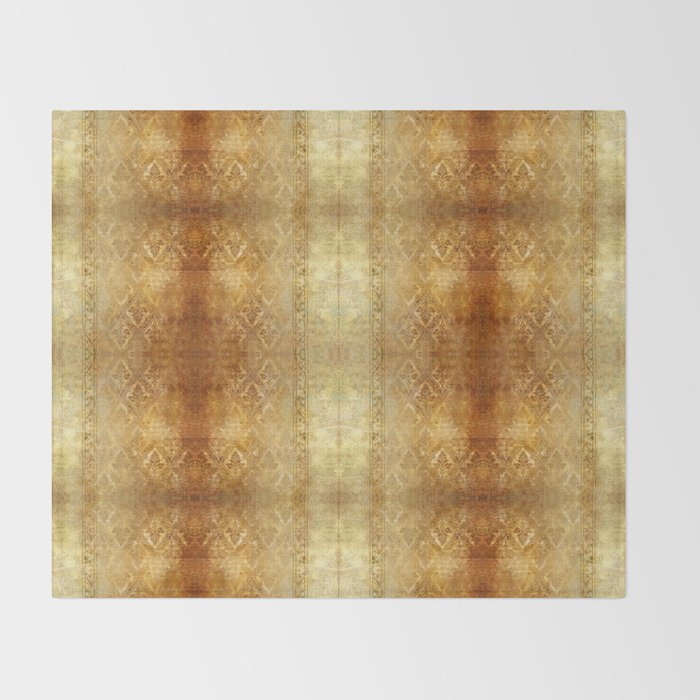 AGED GOLDEN DAMASK Shabby Chic  Throw Blanket Gallery Image 2